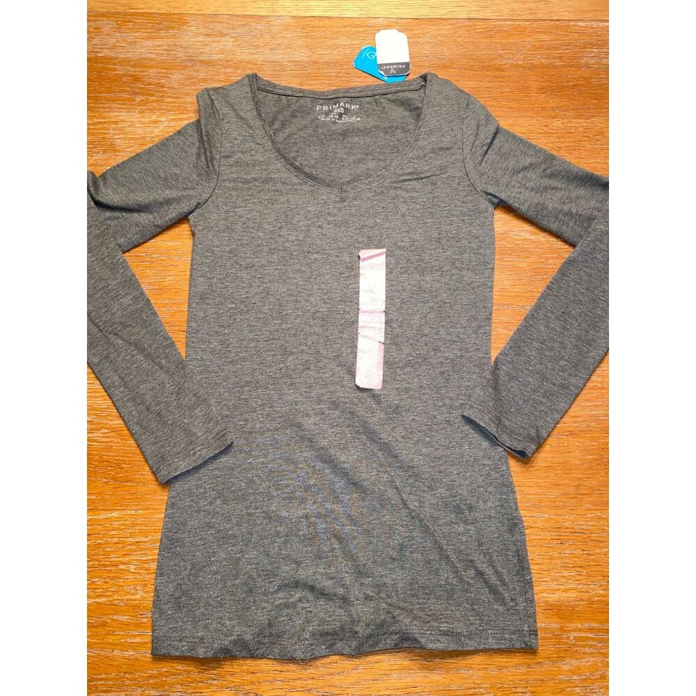 Primark Ladies 2XS Green Long Sleeve V-Neck Top